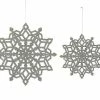 Creative Co-Op Large Silver Glass Glitter Snowflakes