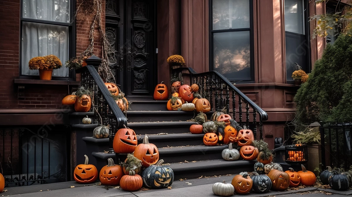 Halloween Wonders -Halloween Wonders pngtree halloween pumpkins on the steps of a new york city house picture image 3507700